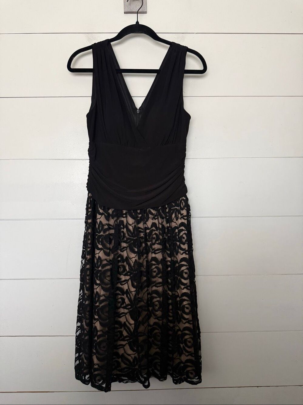 Dressbarn Collection Women’s 12 Black Lace Vneck Dress Goth Dark Romantic